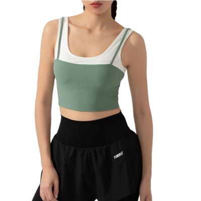 China Other New Wide Back Strap Two Piece Sports Bra Vest Fake Beauty Sports Upper Gym Gathering Yoga Clothes for sale