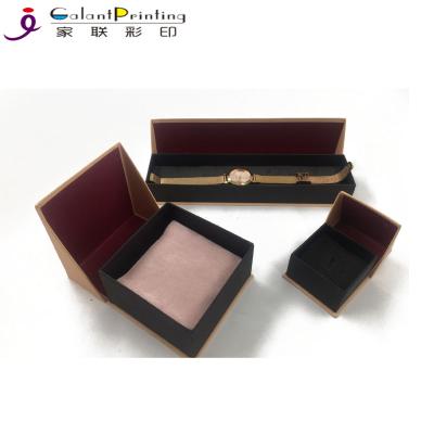 China Provide Variety Size Customized Necklace Bracelet Ring Jewelery Packing Box Velvet Insert Luxury Gold Foil Logo Ring Jewelry Box for sale