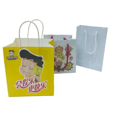 China Recyclable Recycled Brown/White Kraft Paper Shopping Bag Food Carrier Tote Bag Sugar Packaging Bag for sale