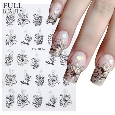 China 3D Full Beauty 3D Nail Art Flowers Sliders Abstract Face Floral Foil Glitter Sticker Love Floral Glitter Nail Decals Glitter Manicure Polish Manicure for sale