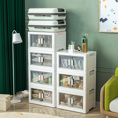 China Good Selling Sustainable Easy To Store Folding Plastic Mobile Storage Cabinet Floor Folding Storage Box With Pulleys Plastic Container for sale