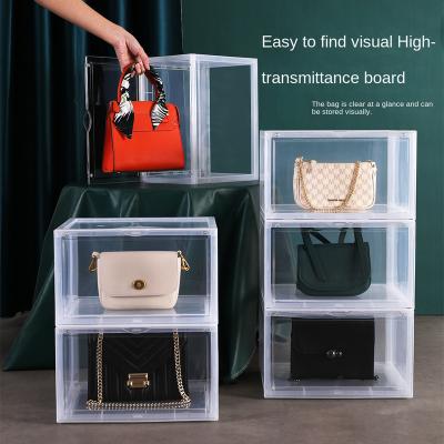 China Transparent Display Good Selling Transparent Plastic Bag Storage Box Shoe Plastic Storage Box With Magnetic Lids for sale