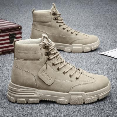 China Custom Logo High Top Boots Waterproof For Men's Wholese Leather Shoes Rise Fits Waterproof Boots Rubber Sole Work Outdoor Luxury Fashion for sale