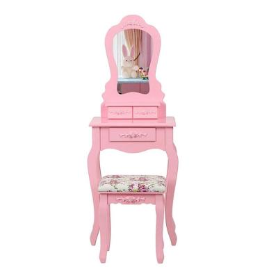 China (Other)Adjustable Dressing Table Set Vanity Table Set With Mirror Stool For Home Bedroom Pink Makeup Table for sale