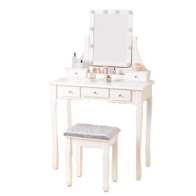 China (Other) Adjustable Modern Mirror Dresser Table Makeup Vanity Set Vanity Set Table With Lighted Mirror for sale