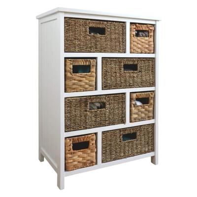 China Hallway Bathroom Basket Storage Unit Solid Wood White Cabinet with Solid Sides and Back for sale