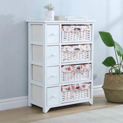 China Solid Wood 8 Drawers Wicker Baskets Living Room Furniture Wooden Storage Cabinet for sale