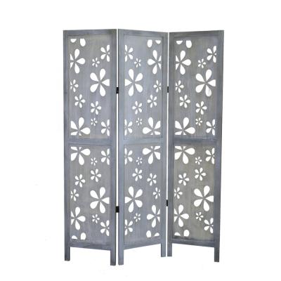 China Traditional Chinese Wooden Floor 3 Panels Screen For Living Room Partition for sale