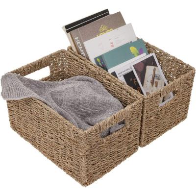 China Contemporary Vegetable Plankton Woven Gift Storage Baskets Rectangular Whicker Baskets for sale