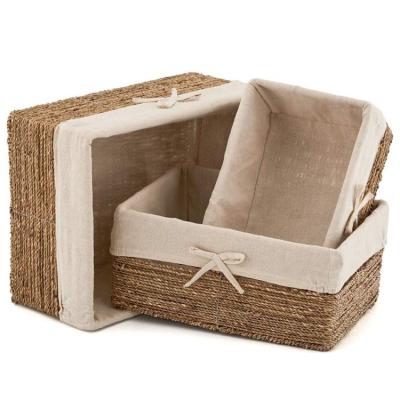 China Contemporary Natural Woven Plant Plankton 3 Organization Storage Baskets Set for sale