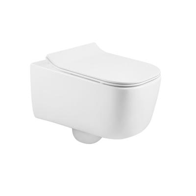 China Hidden Rimless Ceramic Bathroom Sanitary Ware Wall-Hung Toilet Bowl Water-Saving Tank With Seat Cover for sale