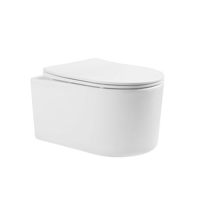 China Washdown European P-Trap Cistern Style Hidden Ceramic Rimless Wall-Hung Toilet for sale