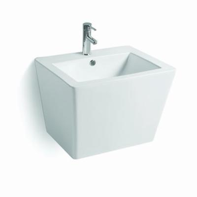 China New Arrival Modern White Bathroom Ceramic Rectangular Wall Hung Basin for sale