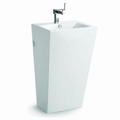 China Designer Italian Bathroom Ceramic Modern Freestanding Pedestal Hotel Wash Basin for sale