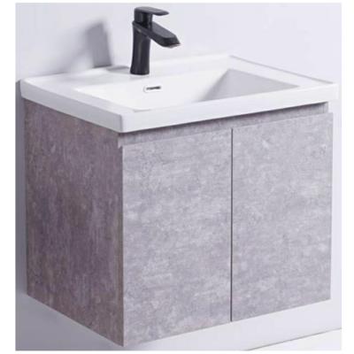 China Hot Selling Cheap Wholesale PVC Bathroom Rectangular Modern Faucetless Vanity Double Door for sale