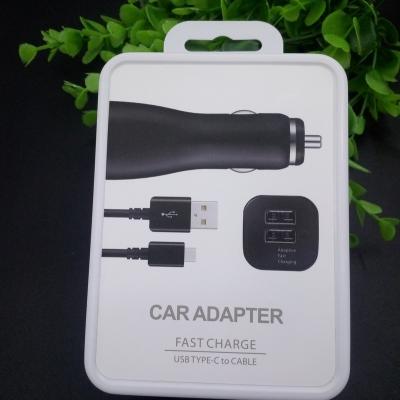 China Mobile Phone Charging Retail Package 2USB 15W QC3.0 Car Charger Type-C Hardwire Kit For iPhone 12 for sale