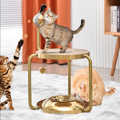 China Cat Climbing Tower 2023 Sustainable For Cat House Furniture Cat Trees Indoor Housing With Platform Feeding Bowl Lining Board for sale