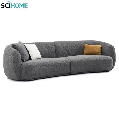 China SCIHOME Living Room Furniture Modular Boucle Fabric Curved Sofa for sale