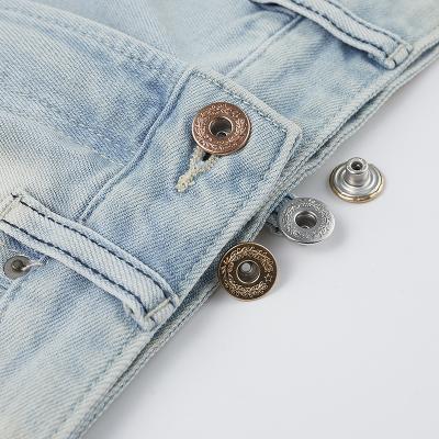 China High-End Factory Price Metal Button Custom Size Jeans Tack Button with Flower Design for sale