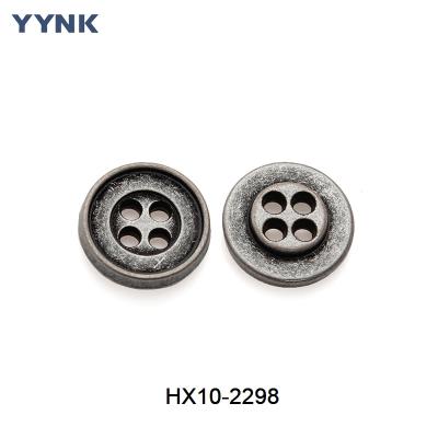 China Factory Supply Wholesale Price Custom Brand Logo Zinc Alloy 4 Holes Shank Button Metal Garment Button For Clothes for sale