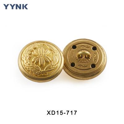 China Professional Factory Quality Assurance Custom shape Embossed Gold Brass Shank Button for Military Uniform Clothing for sale