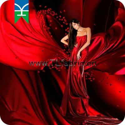 China Plain Rose Red 100% Silk Satin Fabric for sale