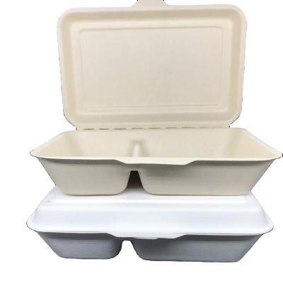 China 100% Biodegradable Disposable Biodegradable Split Bowl With Lid Lunch Box Fitness Pulp Salad Takeaway Packed Bowl for sale