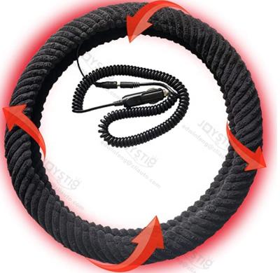 China Can be used while driving 12V Suede Fabric Upgrade Design Spring Cable Car Heated Steering Wheel Cover with Coil Wire 3 Spoke Wheel for sale