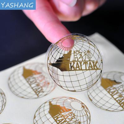 China Waterproof Design Personal Gold Logo PVC Vinyl Sticker With Printing Transparent Sticker Sheet for sale