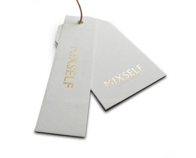 China Sustainable White Card Silver Foil Custom Logo With Shirt Label Mockup Printing Paper Hangtag for sale