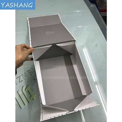 China Handmade Rigid Rectangle Folding Paper For Dress Handle Custom White Paper Box With Magnetic Lid Small Cardboard Packaging Box for sale