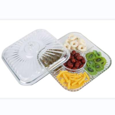 China 2021 Selling Snack Bowl Clear Dustproof And Transparent Acrylic Candy Tray Separate Snack Dish With Lid for sale