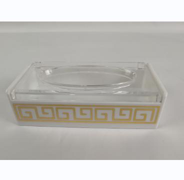 China 2021 Hot Selling Minimalist Home Tissue Storage Clear And Gold Living Room Acrylic Tissue Box for sale