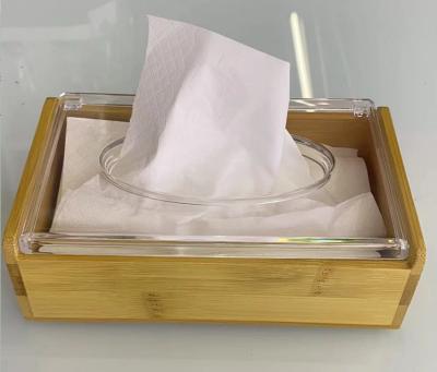 China 2021 Minimalist Home Hot Selling Wood Tissue Box Wooden Storage Box With Lid Living Room Acrylic Tissue Box for sale