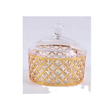 China 2021 Hot Selling Beautiful Dustproof Gold Color Acrylic Candy Box Candy Box With Transparent Lid Candy Jar for sale