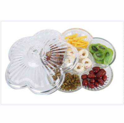 China 2021 Selling Snack Bowl Clear Dustproof And Transparent Acrylic Candy Tray Separate Snack Dish With Lid for sale