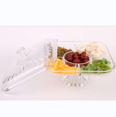 China 2021 Selling Snack Bowl Clear Dustproof And Transparent Acrylic Candy Tray Separate Snack Dish With Lid for sale