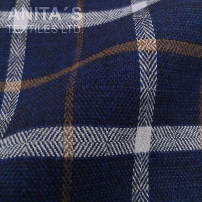 China Sueded Brushed In Flannel Running Shirt Fabric Cotton Classic Plaid With Dobby For Fall/Winter for sale