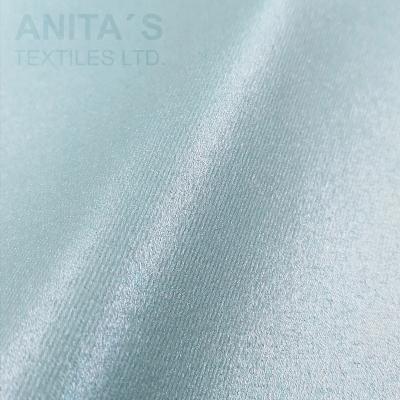 China Ready Stock Spandex Woven Fabric Polyester Shiny Stretch Cotton PU Coated 2 Tone Effect Good Draft for sale