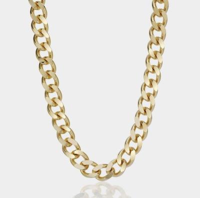 China TRENDY 12mm 18k Stainless Steel Gold Plated Chunky Cuban Chain Necklace 316l for sale