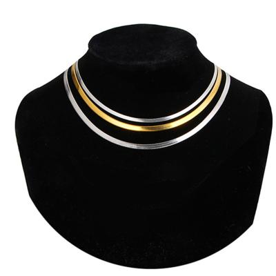 China TRENDY Flat Stainless Steel Choker Necklace Gold Plated Waterproof Lightweight Snake Chain Necklace Various Length DIY Men Gift Jewelry for sale