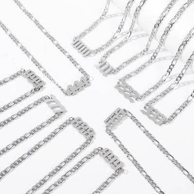 China CLASSIC Chain 000 Stainless Steel Angle Number Necklace 111 222 333 444 555 666 777 888 999 000 Angel Number Necklace Jewelery for sale