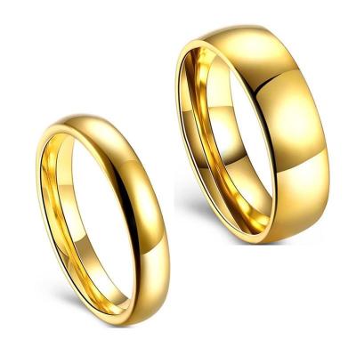 China FASHIONABLE Ring Lovers Ring Titanium Steel Simple Gold Plated Ring For Men And Women for sale