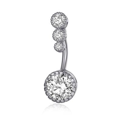 China Hiphop Surgical Steel Body Zircon Round Piercing Belly Rings Jewelry For Women for sale