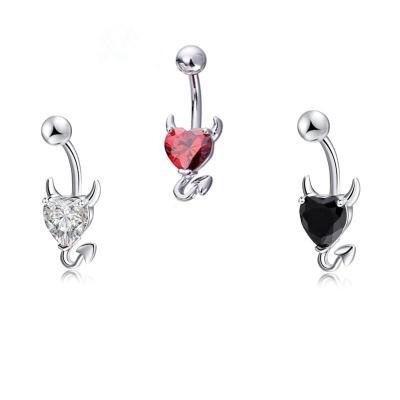 China Hiphop Devil Heart Shape Navel Rings Steel Body Surgical Piercing Jewelry for sale