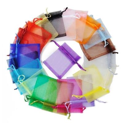 China 10x15cm 24 colors Logo Drawstring Gift Pouch Jewelry custom made Mesh Packaging Organza Bag JBAG815 for sale