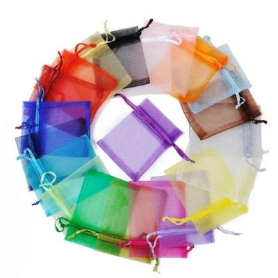 China 11x16cm 24 colors Logo Drawstring Gift Pouch Jewelry custom made Mesh Packaging Organza Bag JBAG816 for sale