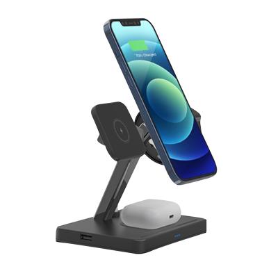 China 2021 New Arrivals Multi-Function Fast Charging Magnetic Wireless Charger 4 in 1 Wireless Charger Mobile Phone Holder for sale