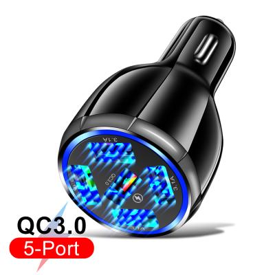 China Universal QC3.0 QC3.0 Car Charger 5 USB Ports Fast Charging Fast Charging Car Charger For Mobile Phone For GPS for sale