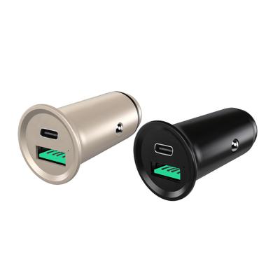 China Type-C 2 USB Fast Charging Dual Port SCP/AFC/3.0/QC 4.0 USB 5A Metal Palladium Metal Car Charger For iPhone For Huawei For OPPO For Samsung for sale